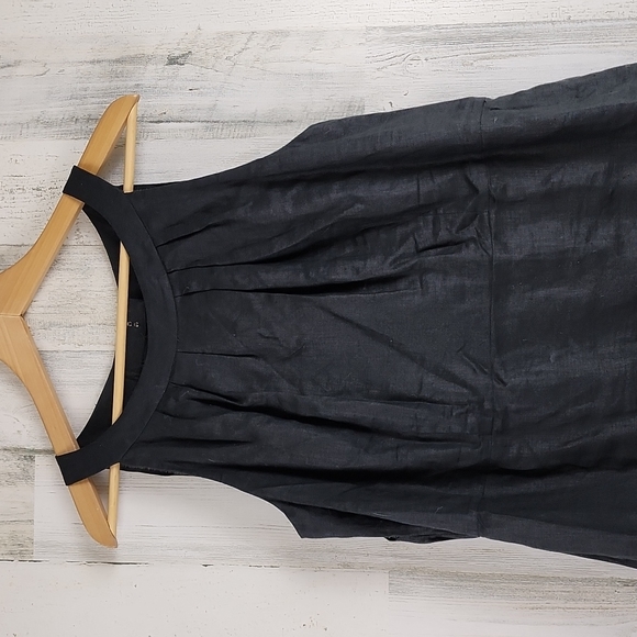 Loft 100% linen black halter dress fully lined kick pleat Size 14 - Picture 2 of 10